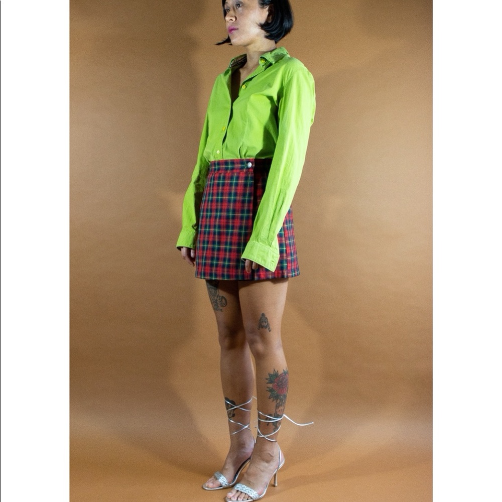Burberry London chartreuse button down.